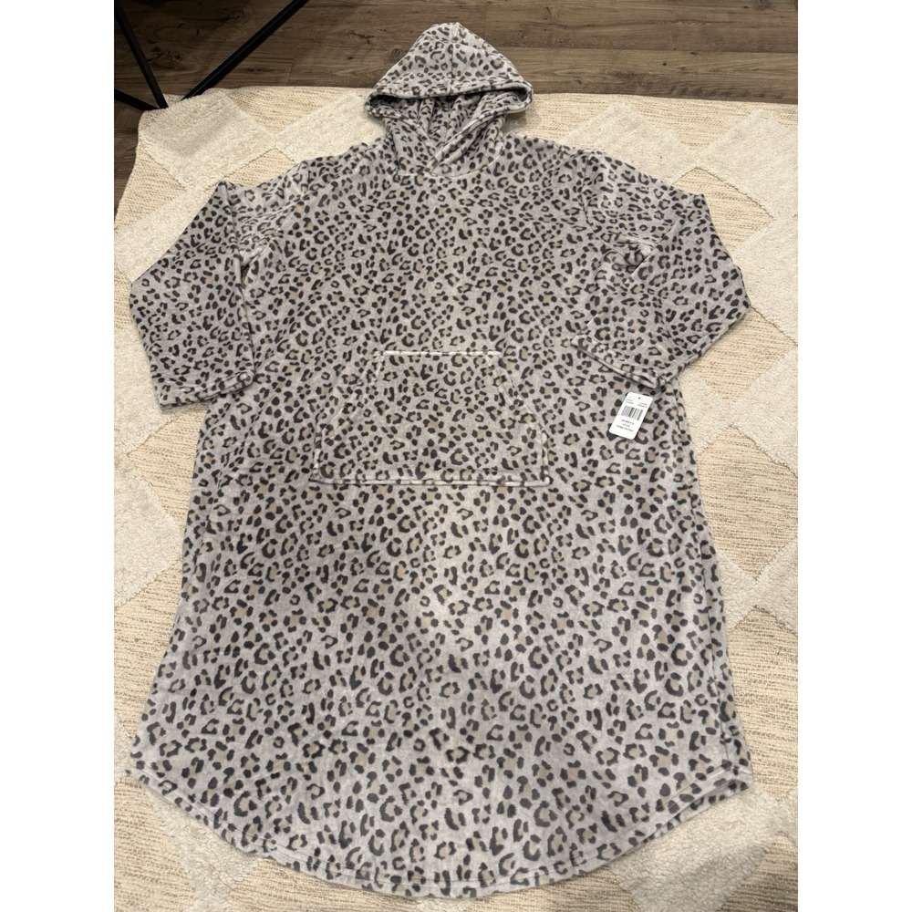 NEW! WOMEN 32 DEGREES HEAT SOFT COZY PLUSH HOODED SLEEP LOUNGER Cheetah Leopard - Picture 2 of 5